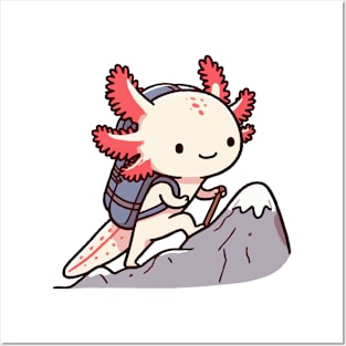 Axolotl funny Mountaineering Posters and Art